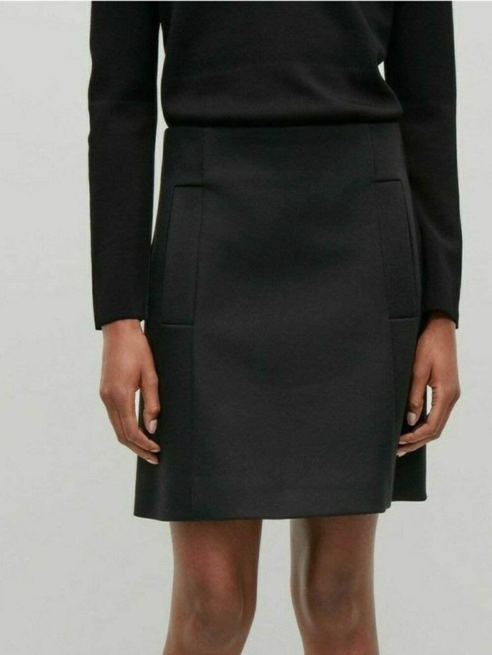 COS Women's NEW A-Line Felted Wool/Cashmere Mini Skirt w/Pockets Black | Size 4